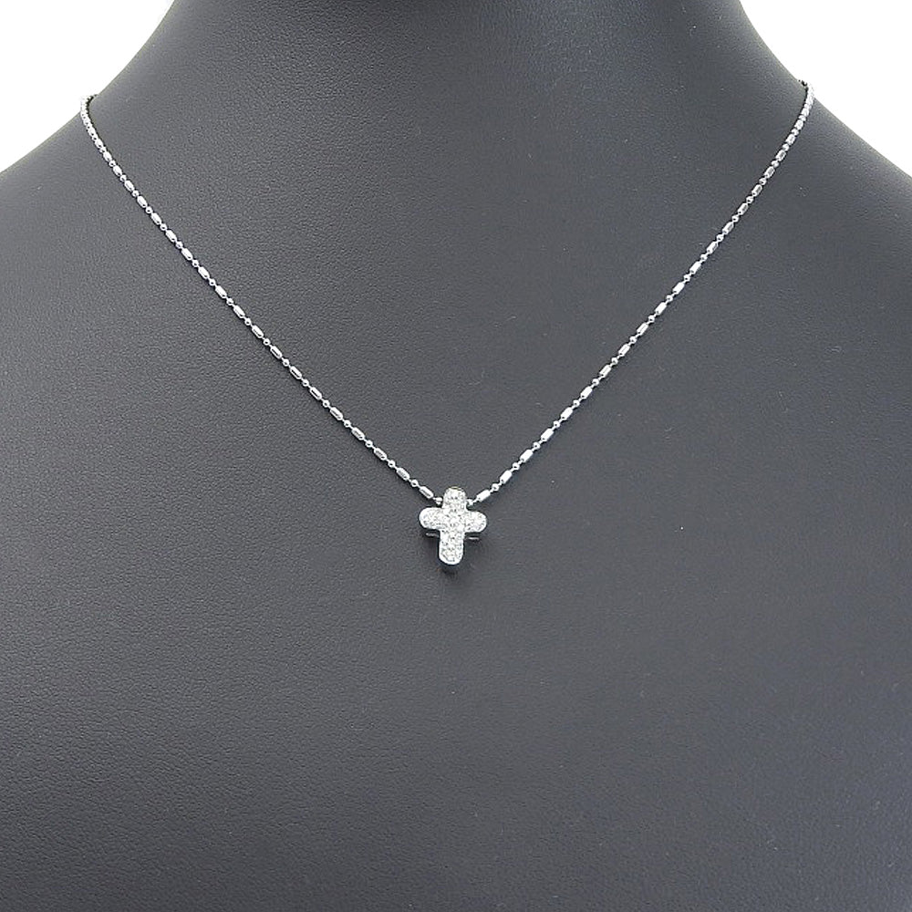 K18 White Gold Cross Necklace