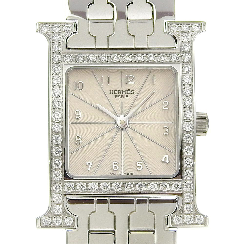 Hermes H Watch Diamond Bezel Quartz Stainless Steel