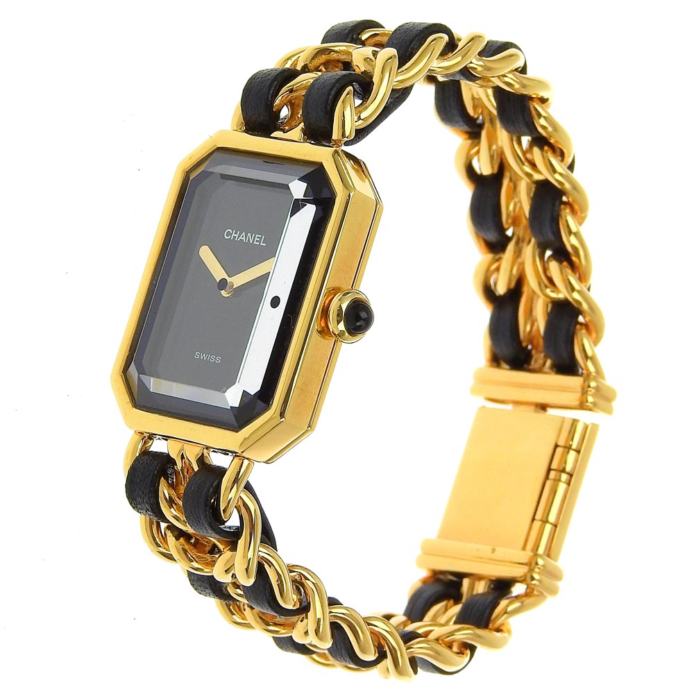 Chanel Premiere S Watch Gold Plated Leather Quartz