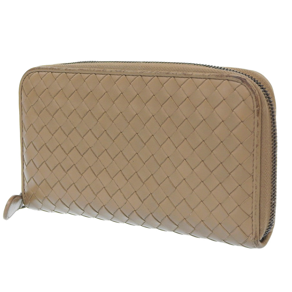 Bottega Veneta Intrecciato Round Zipper Long Wallet Leather Long Wallet 114076 in Good Condition