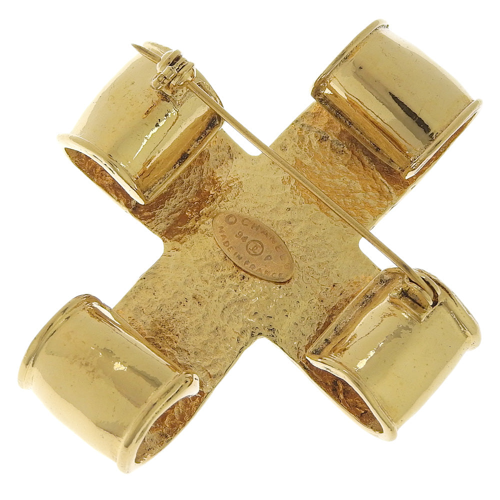 Chanel Gold Plated Cross Brooch Vintage