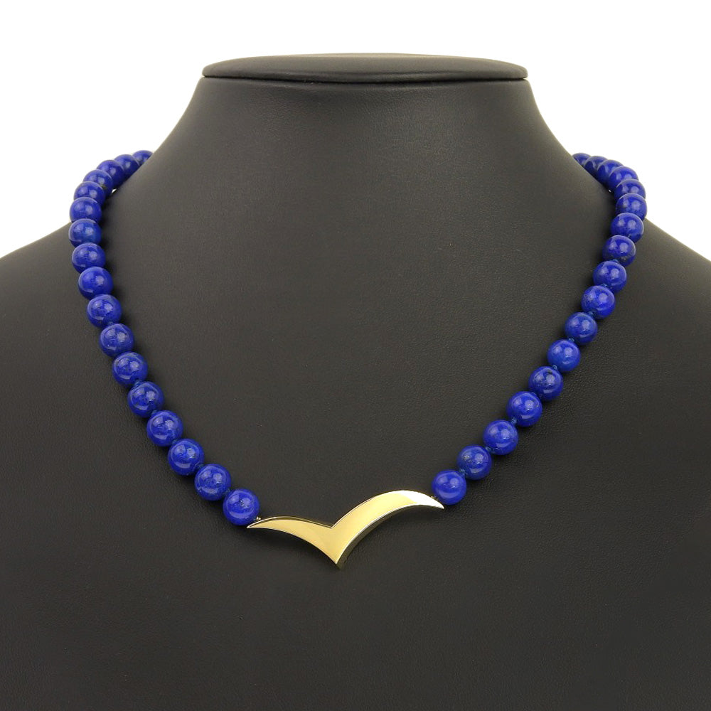 Tiffany Lapis Lazuli K18 Gold Seagull Necklace