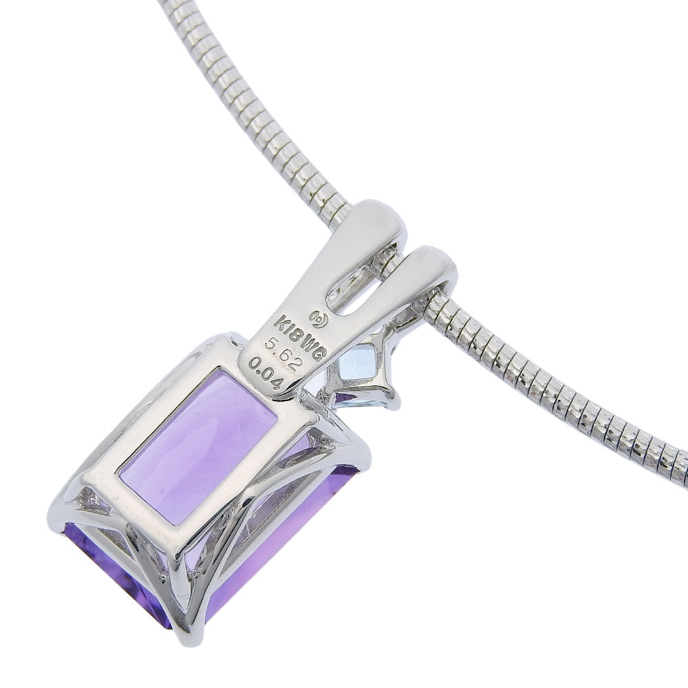 Tasaki K18 White Gold Amethyst Aquamarine Diamond Necklace