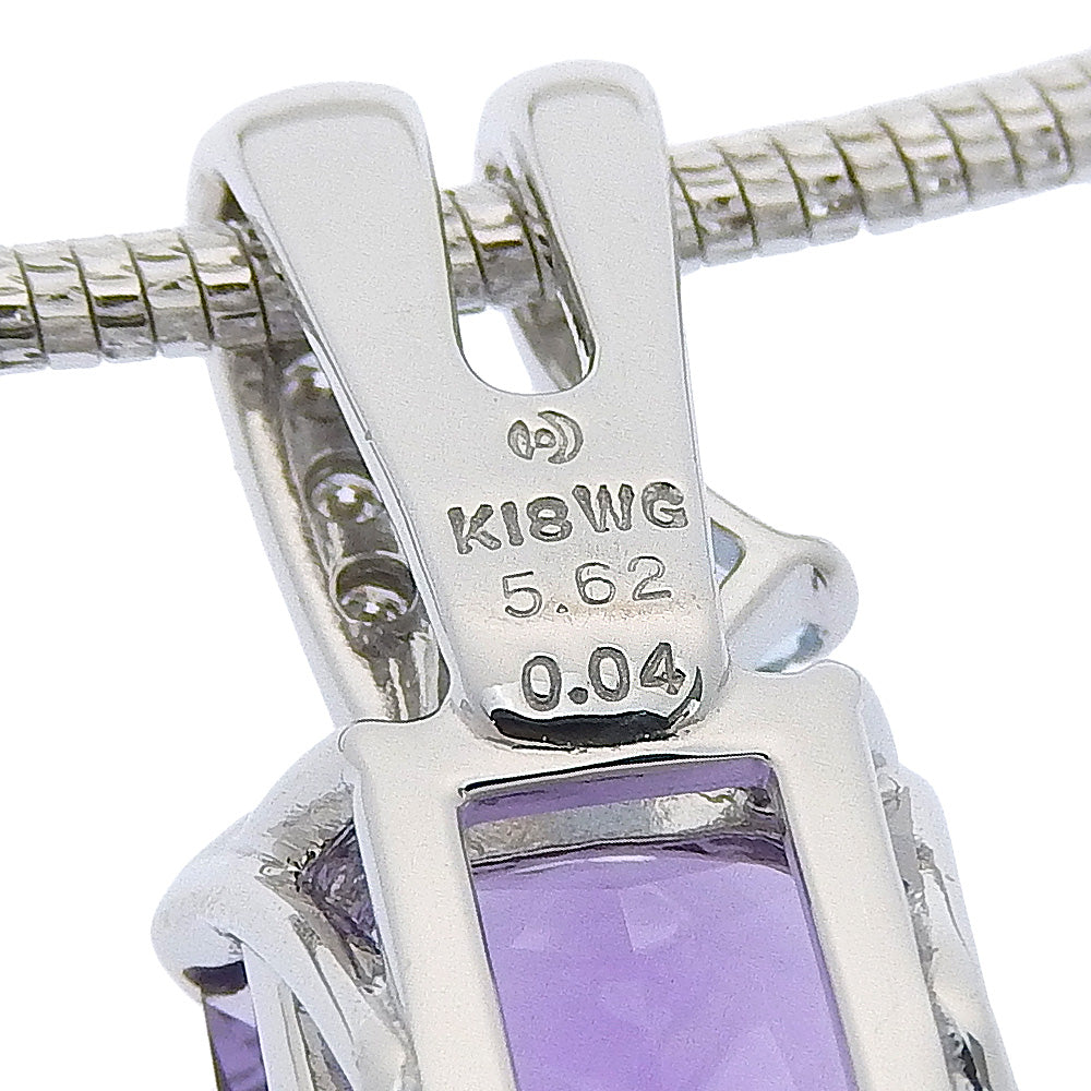 Tasaki K18 White Gold Amethyst Aquamarine Diamond Necklace