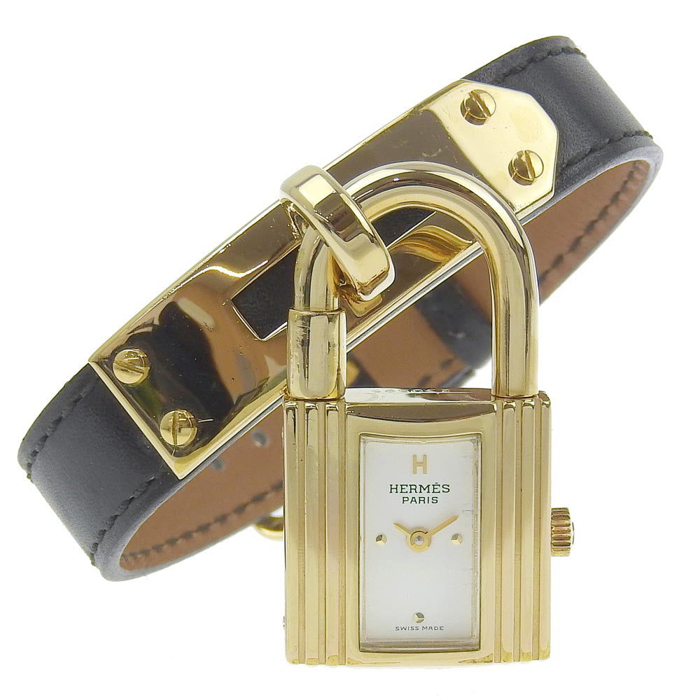 Hermes Kelly Watch Gold Plated Leather Quartz