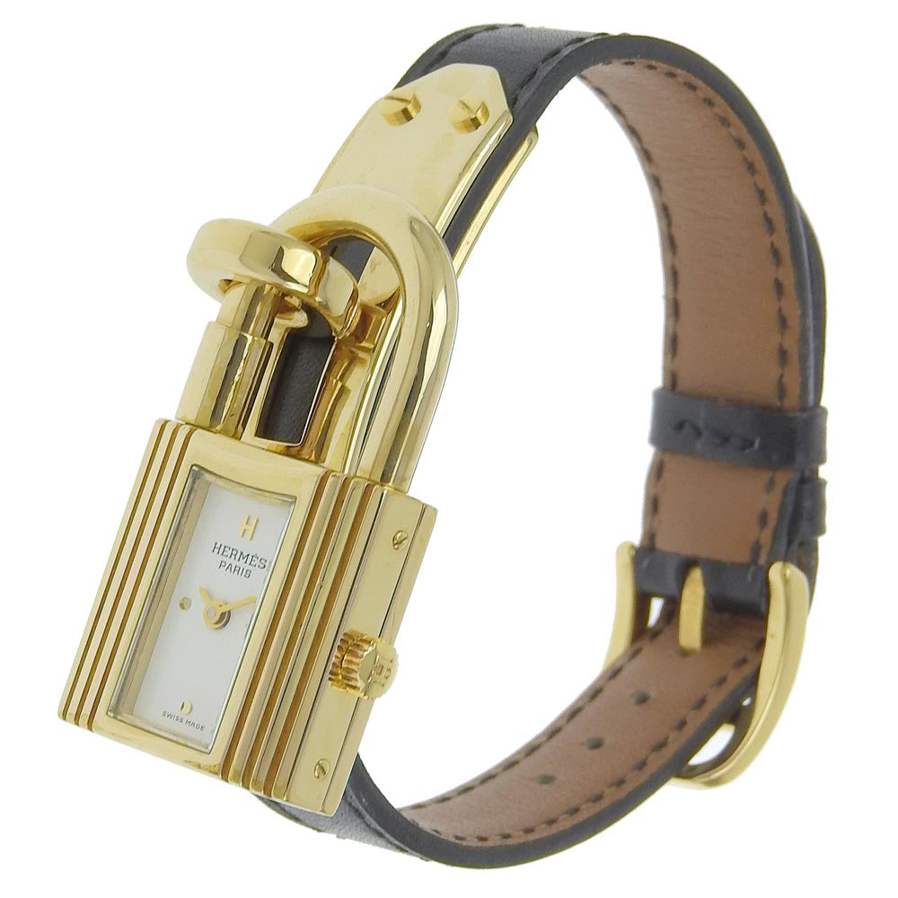 Hermes Kelly Watch Gold Plated Leather Quartz