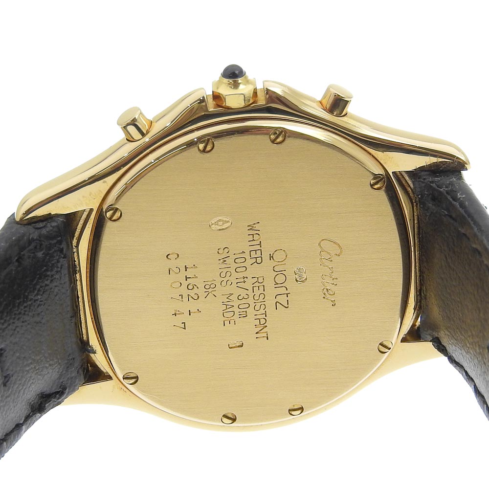 Cartier Cougar LM Watch K18 Yellow Gold Crocodile Quartz