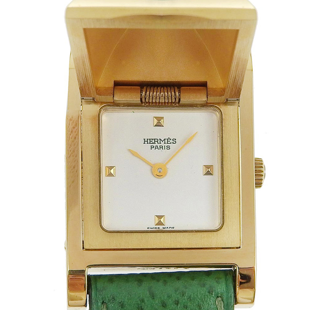 Hermes Medor Gold Plated Leather Quartz Watch