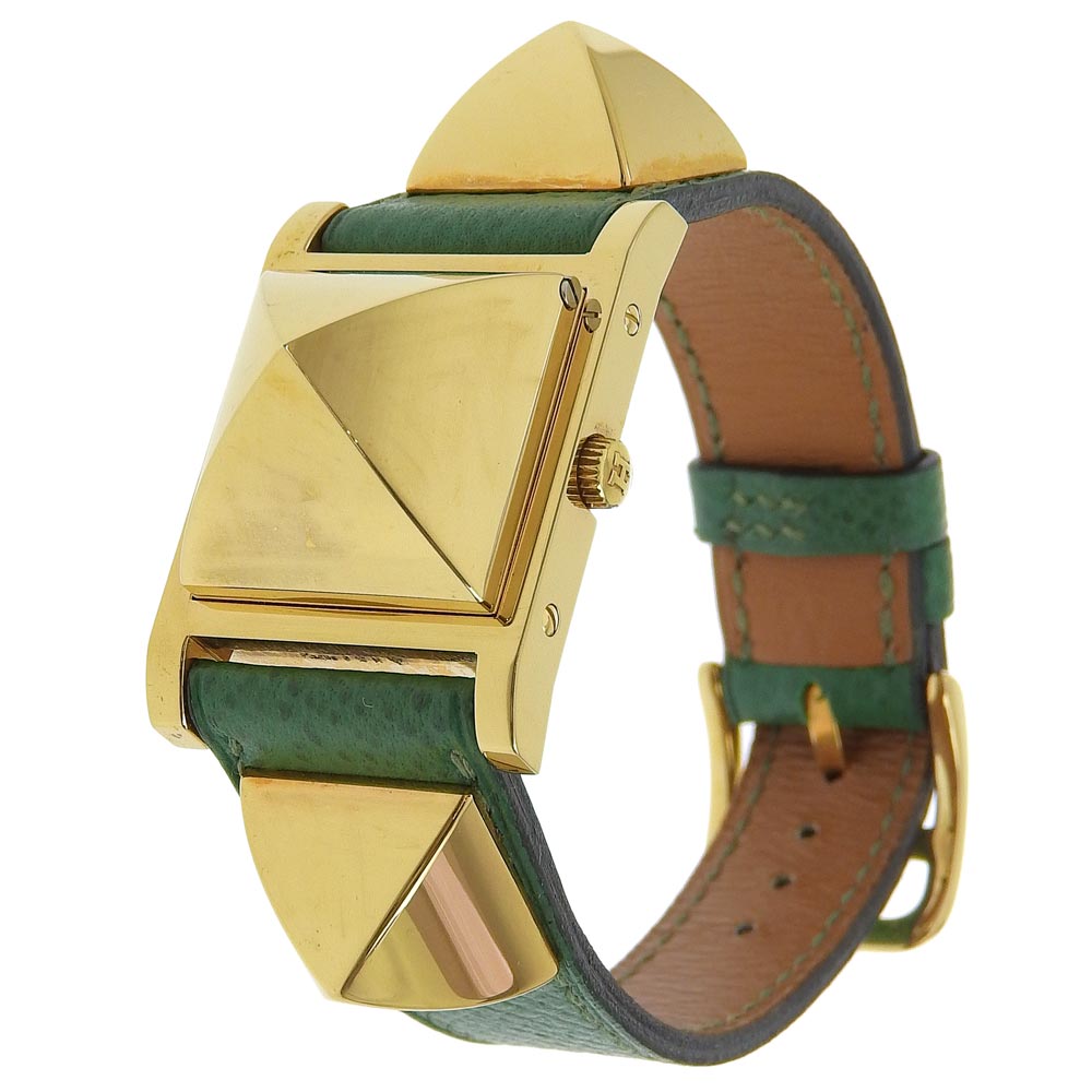 Hermes Medor Gold Plated Leather Quartz Watch