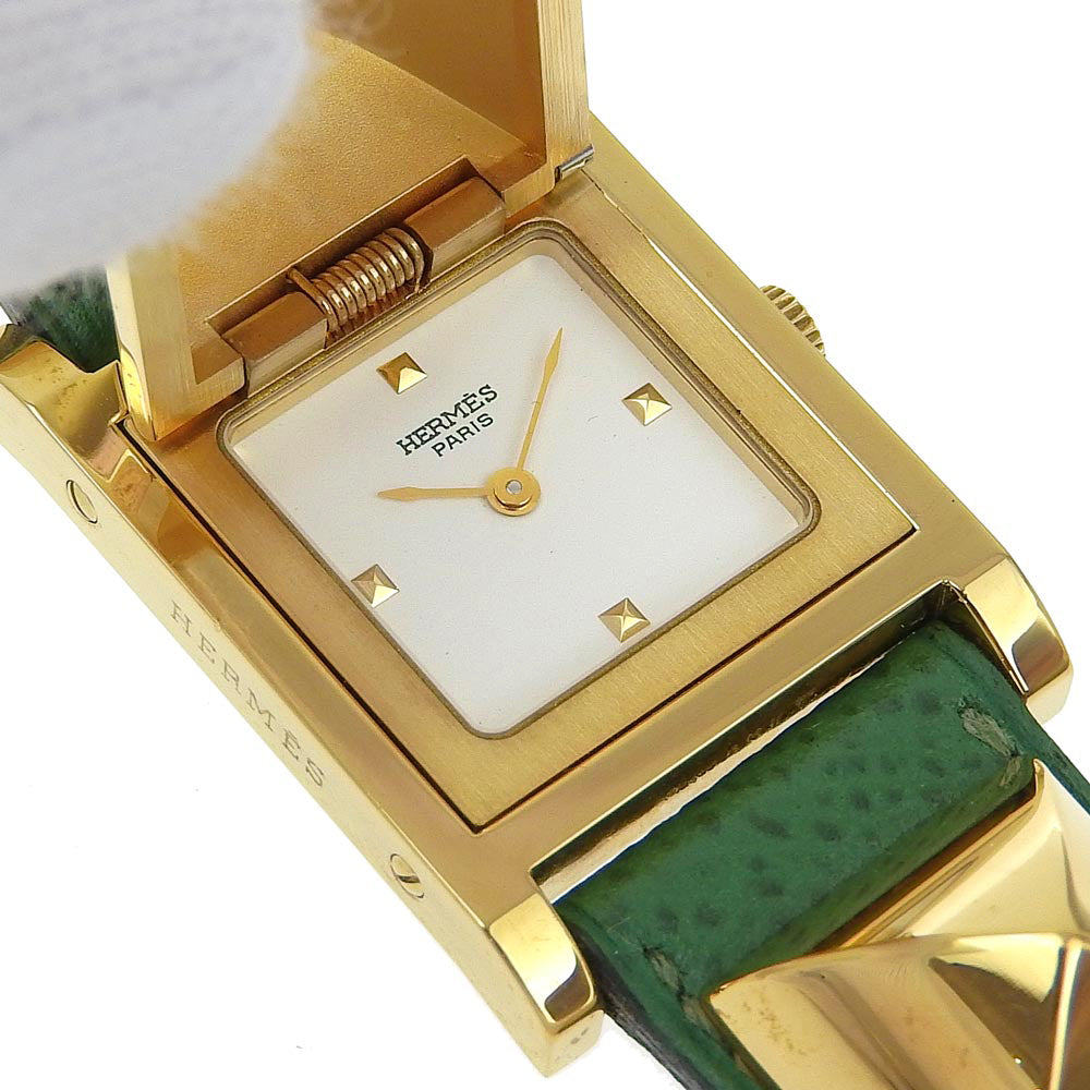 Hermes Medor Gold Plated Leather Quartz Watch