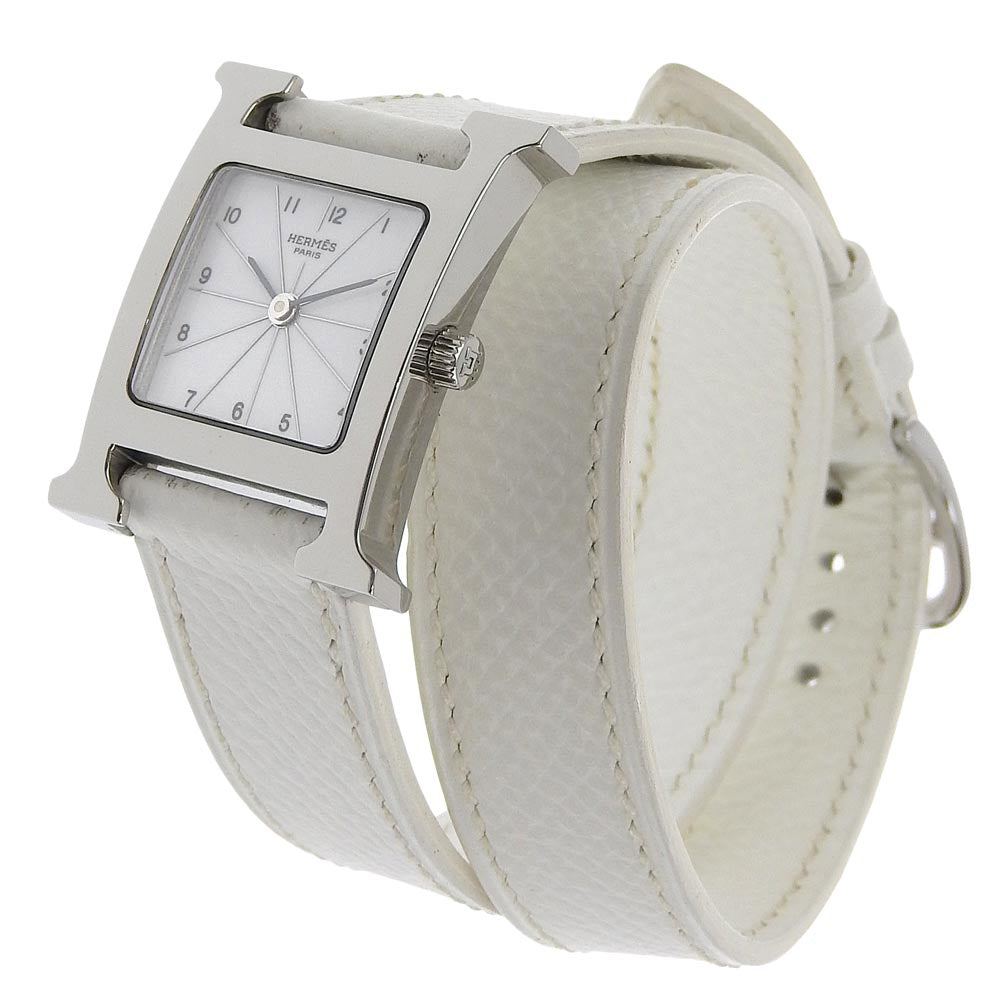 Hermes H Watch Stainless Steel Leather Quartz