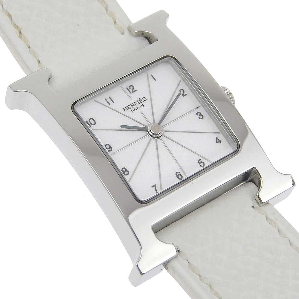 Hermes H Watch Stainless Steel Leather Quartz