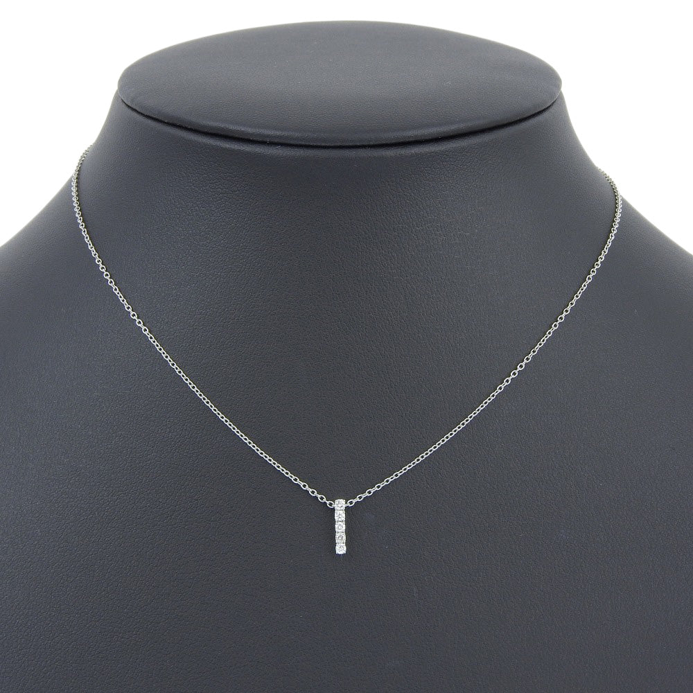Ponte Vecchio Airline 5-Stone Necklace in K18 White Gold with Diamond 0.10, For Women, Made in Japan [Pre-owned, A+ Rank]