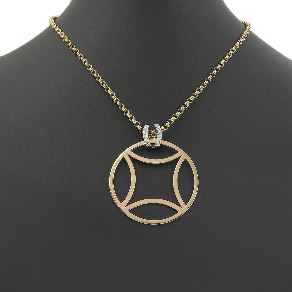 Antonini 2-way Circle Pendant Necklace in K18 Pink Gold and K18 White Gold with Diamonds, Italian Made, Ladies, Grade A