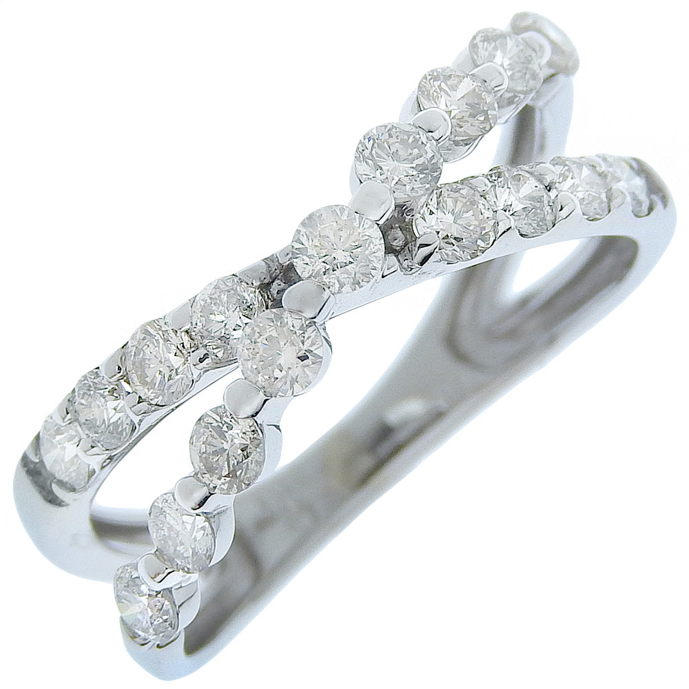 K14 White Gold Diamond Cross Ring