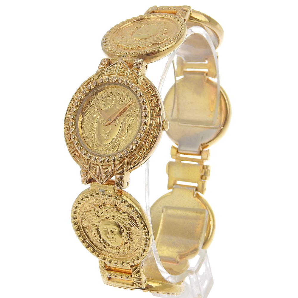 Versace Medusa Coin Watch, Gold Plated, Swiss Made, Gold Women's [Pre-owned] 7008012.0