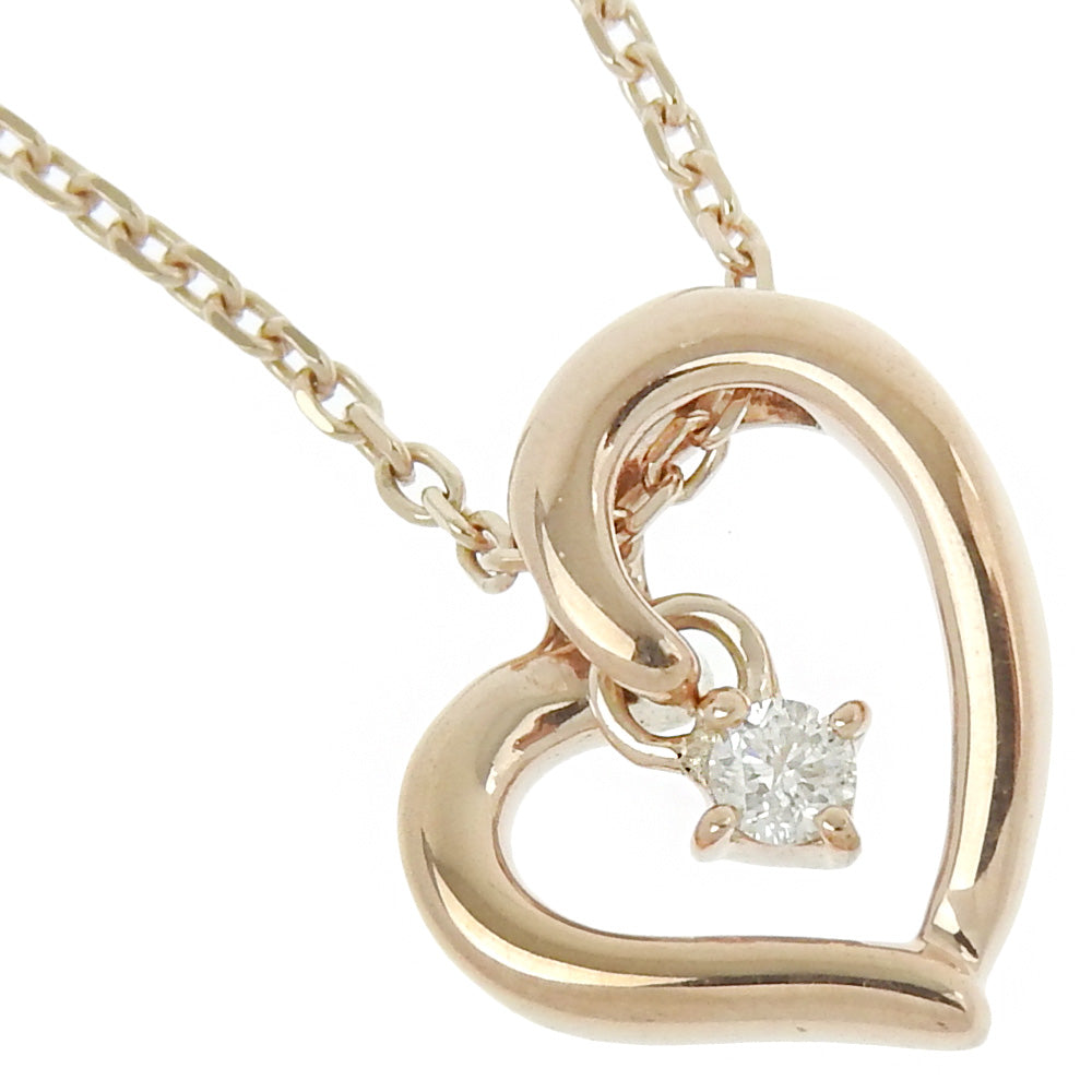 K10 Pink Gold Diamond Heart Necklace