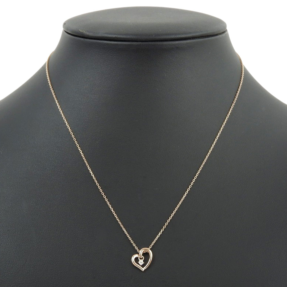 [LuxUness]  4°C Heart Necklace in K10 Pink Gold with Diamond, Made in Japan, Women's - A Rank Condition Metal Necklace in Excellent condition