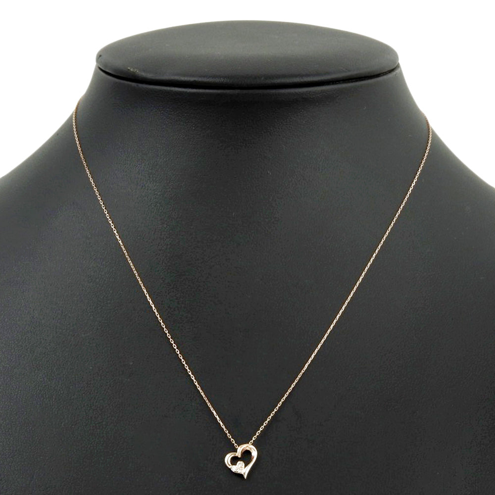 [LuxUness]  4°C Canal Heart Necklace in K10 Pink Gold with Diamond, Made in Japan, Women's - A+ Rank Condition Metal Necklace in Excellent condition