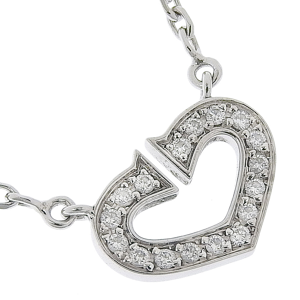 Cartier C Heart Necklace K18 White Gold Diamond