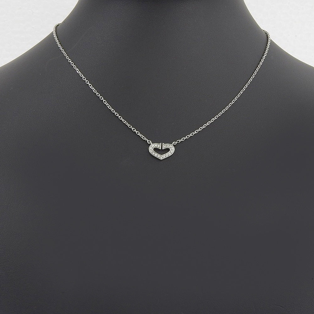 Cartier C Heart Necklace K18 White Gold Diamond