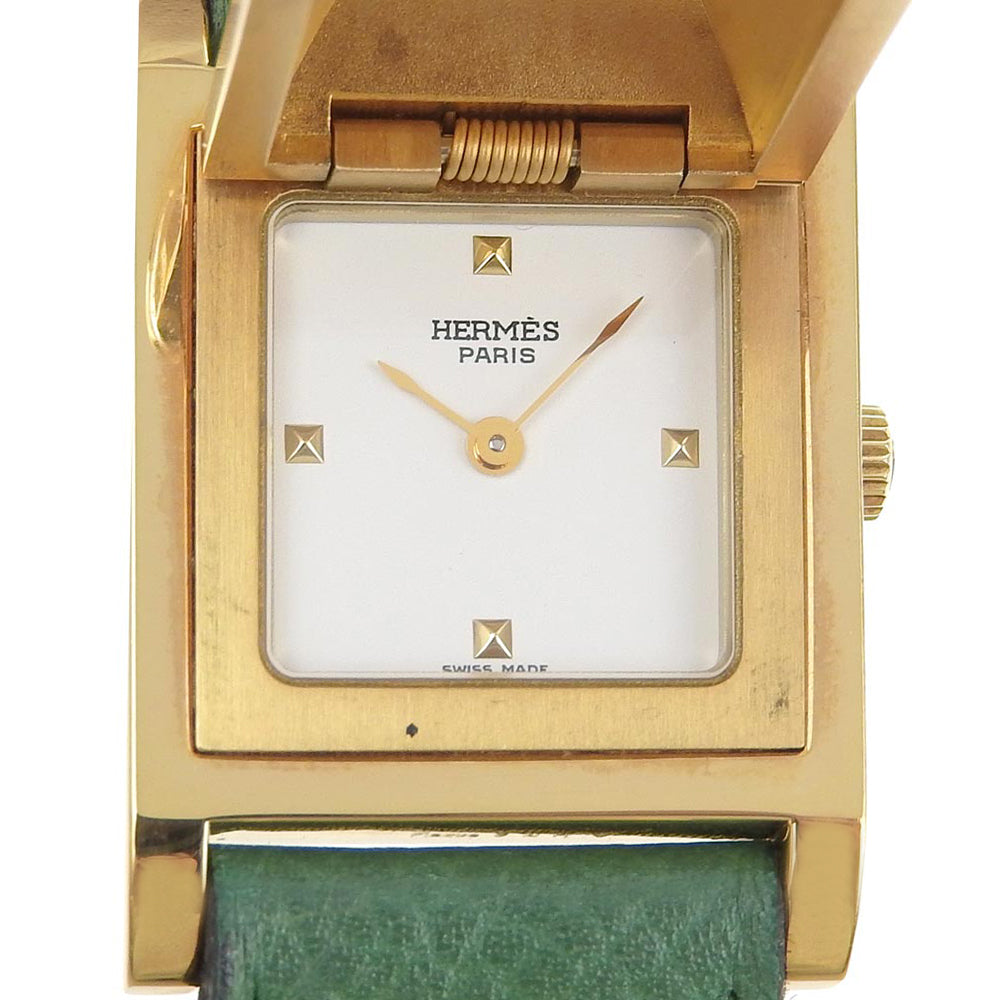 Hermes Medor Gold Plated Leather Quartz Watch