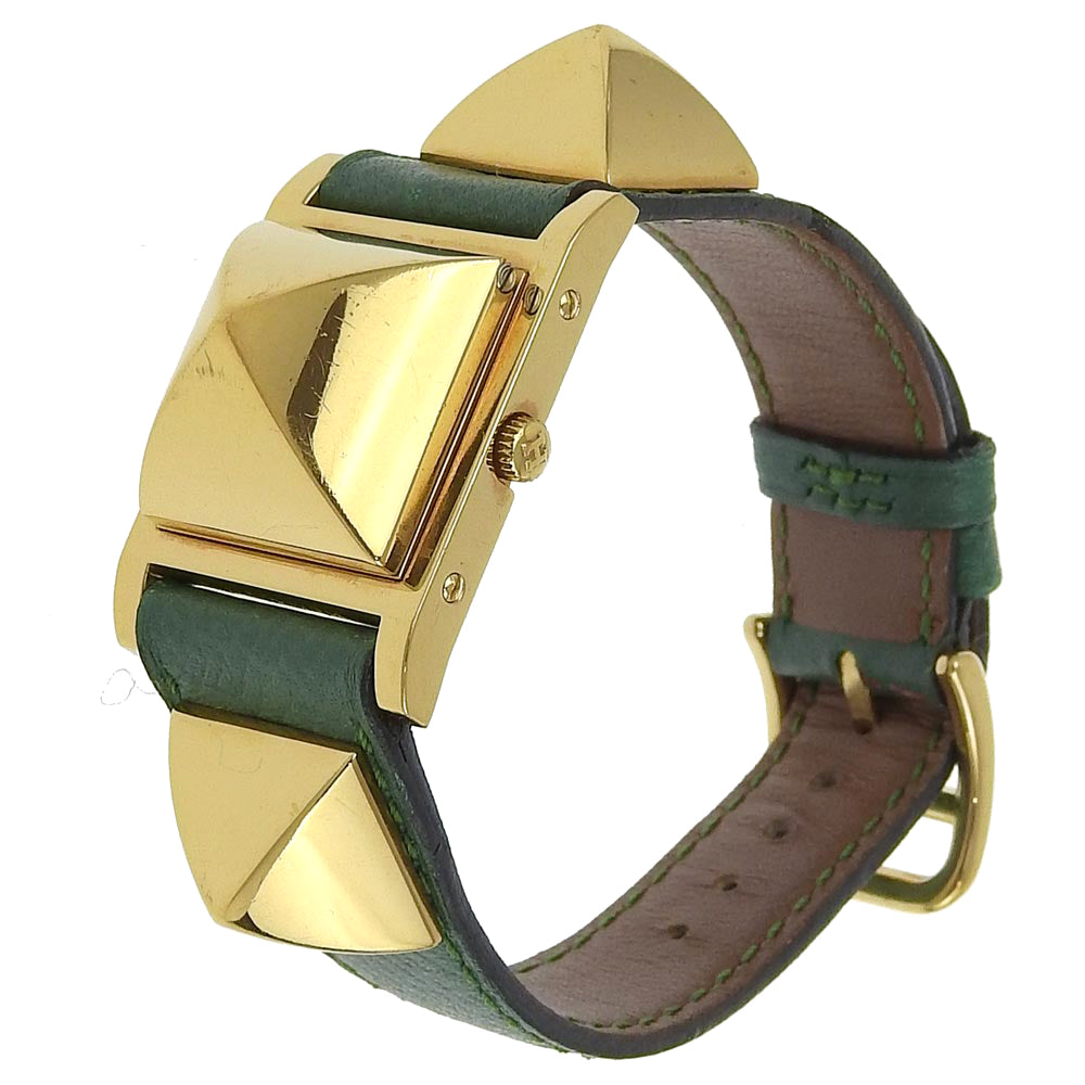 Hermes Medor Gold Plated Leather Quartz Watch