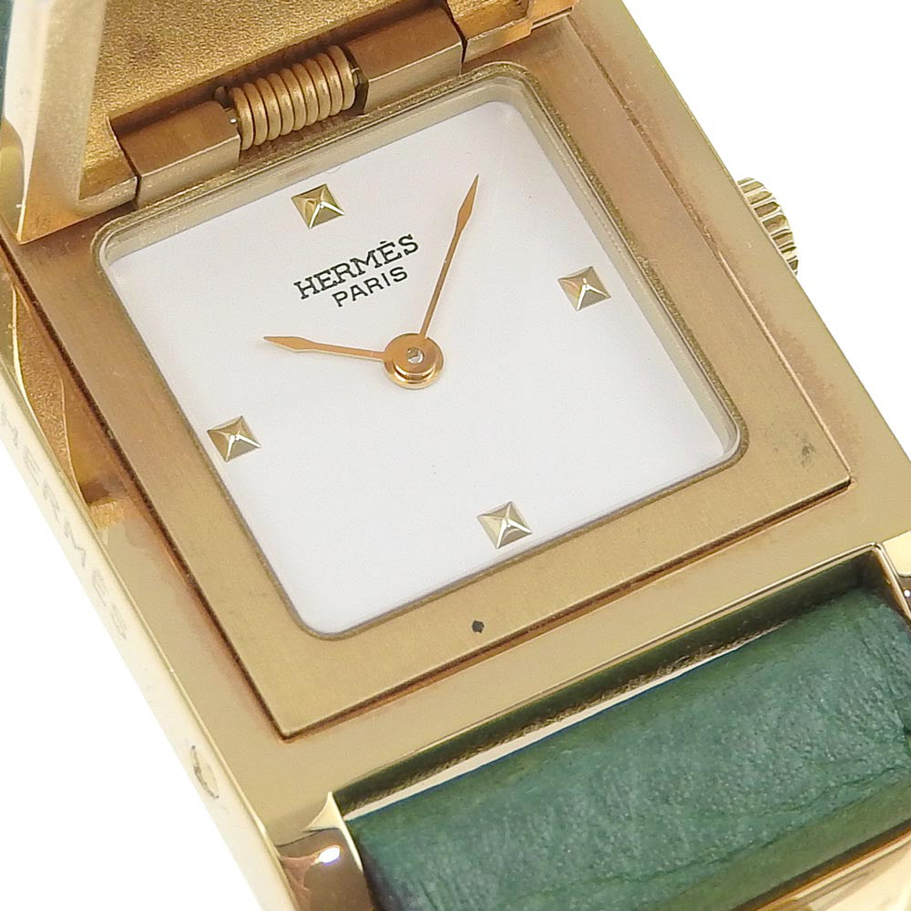 Hermes Medor Gold Plated Leather Quartz Watch