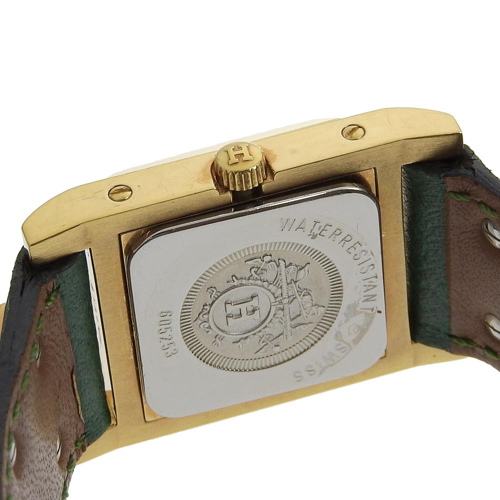 Hermes Medor Gold Plated Leather Quartz Watch