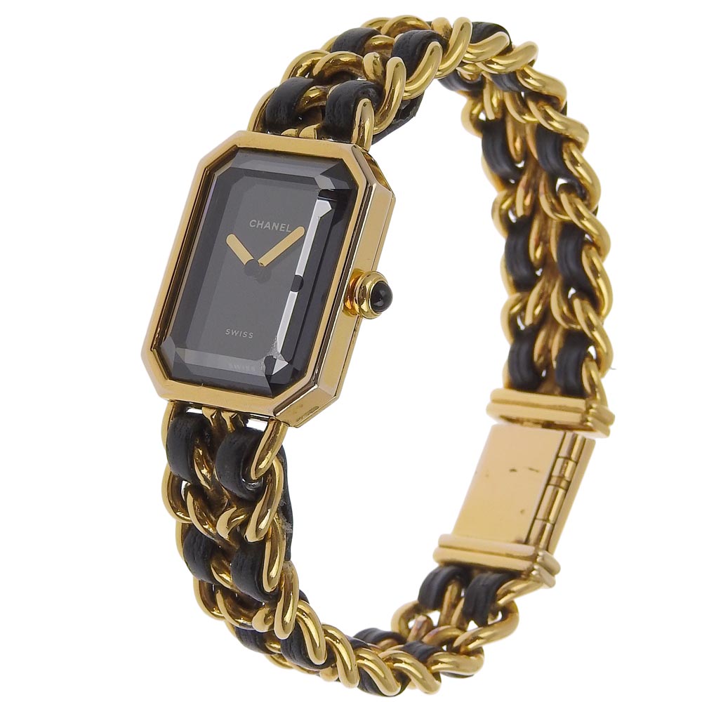 Chanel Premiere L Ladies Watch H0001, Gold-Plated & Leather, Quartz, Swiss Made, Black Dial [Used] H0001