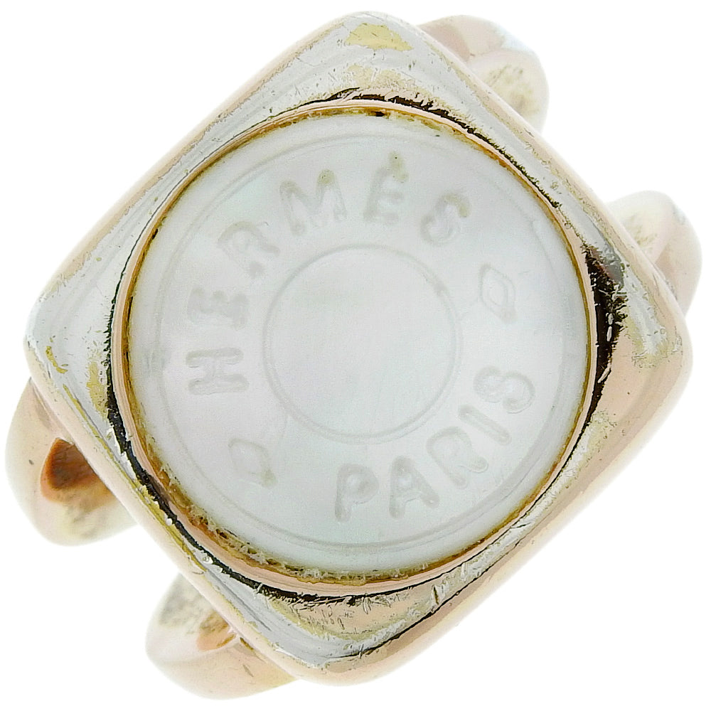 Hermes Gold Plated White Shell Ring