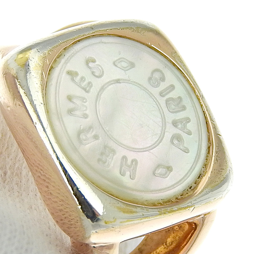 Hermes Gold Plated White Shell Ring