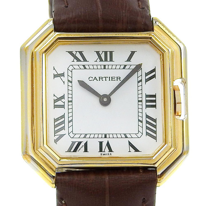 Cartier Cartier SANTOS LM Watch Silver 925 Leather Manual Metal Automatic cal.2512-1 in Pristine Condition