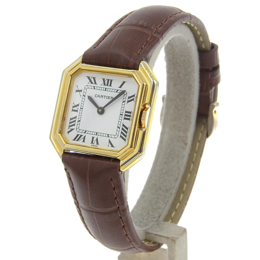 Cartier Cartier SANTOS LM Watch Silver 925 Leather Manual Metal Automatic cal.2512-1 in Pristine Condition