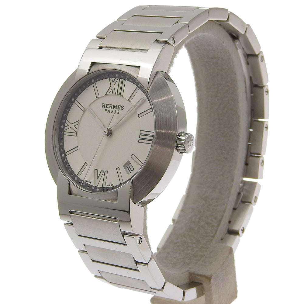 Hermes Nomad Men's Watch, NO1.710, Stainless Steel, Swiss Made, Silver Quartz Analog, White Dial [Used] NO1.710