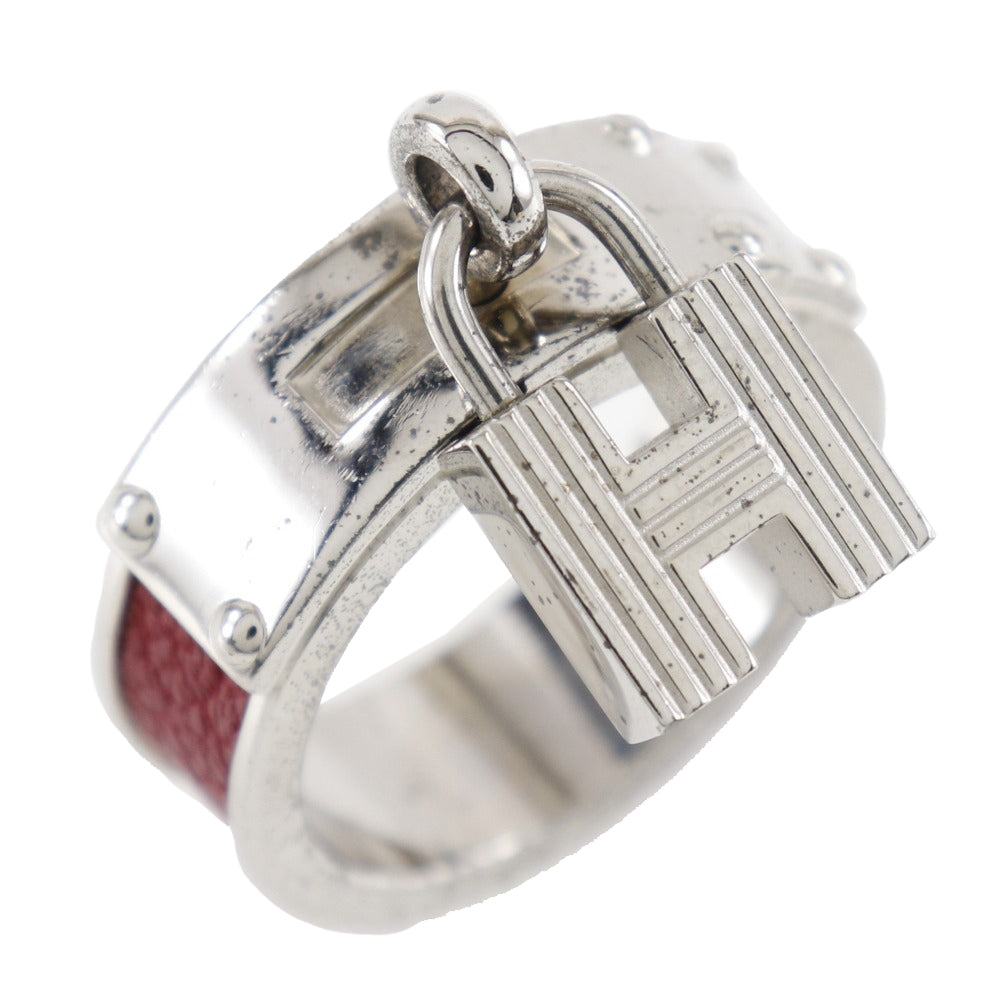 Hermes Kelly Scarf Ring Silver/Red