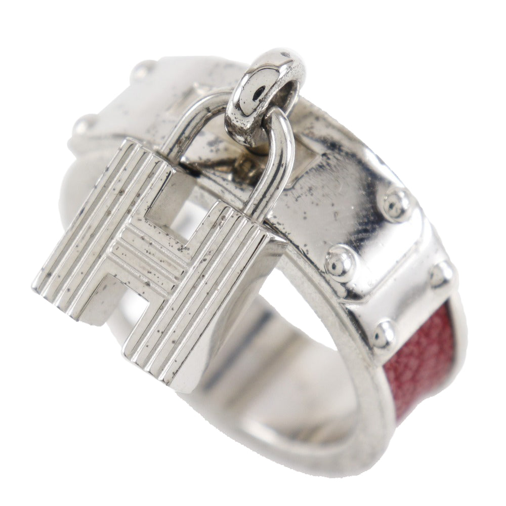 Hermes Kelly Scarf Ring Silver/Red