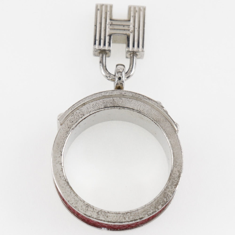 Hermes Kelly Scarf Ring Silver/Red