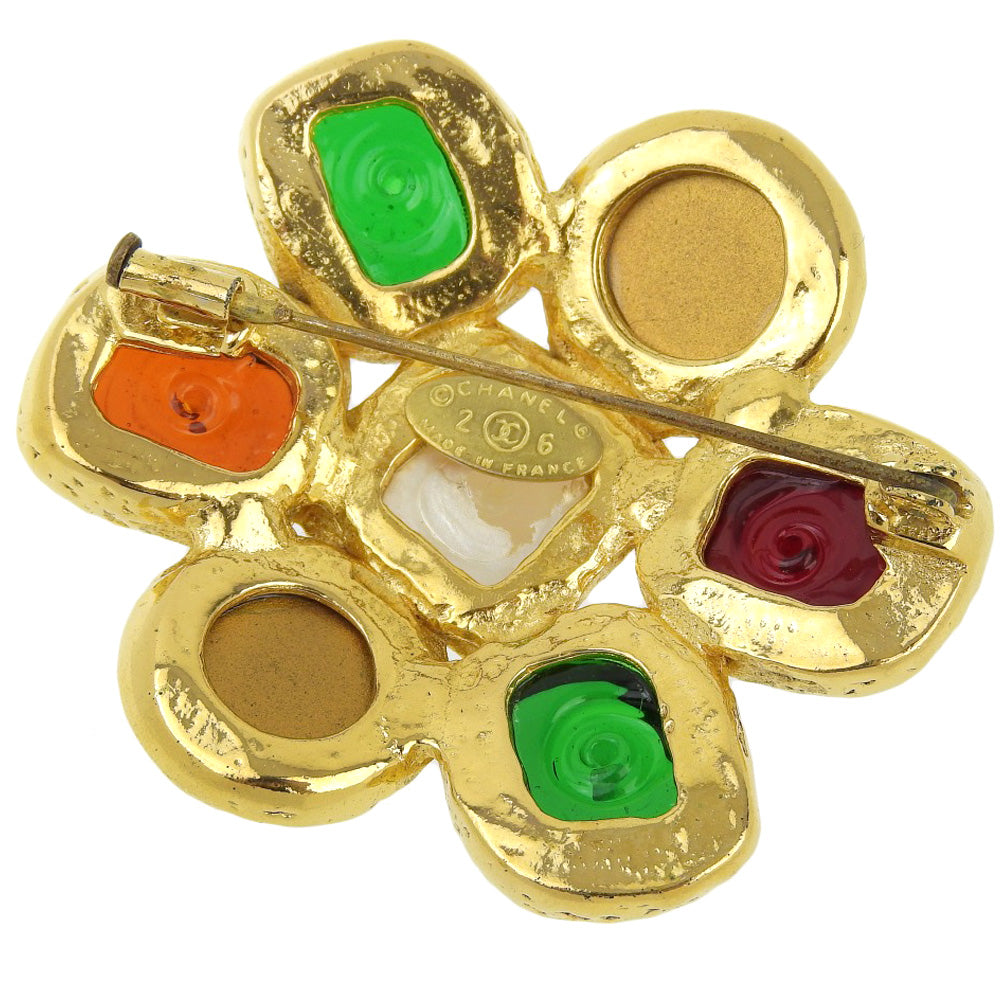 Chanel Gold Plated Gripoix Brooch