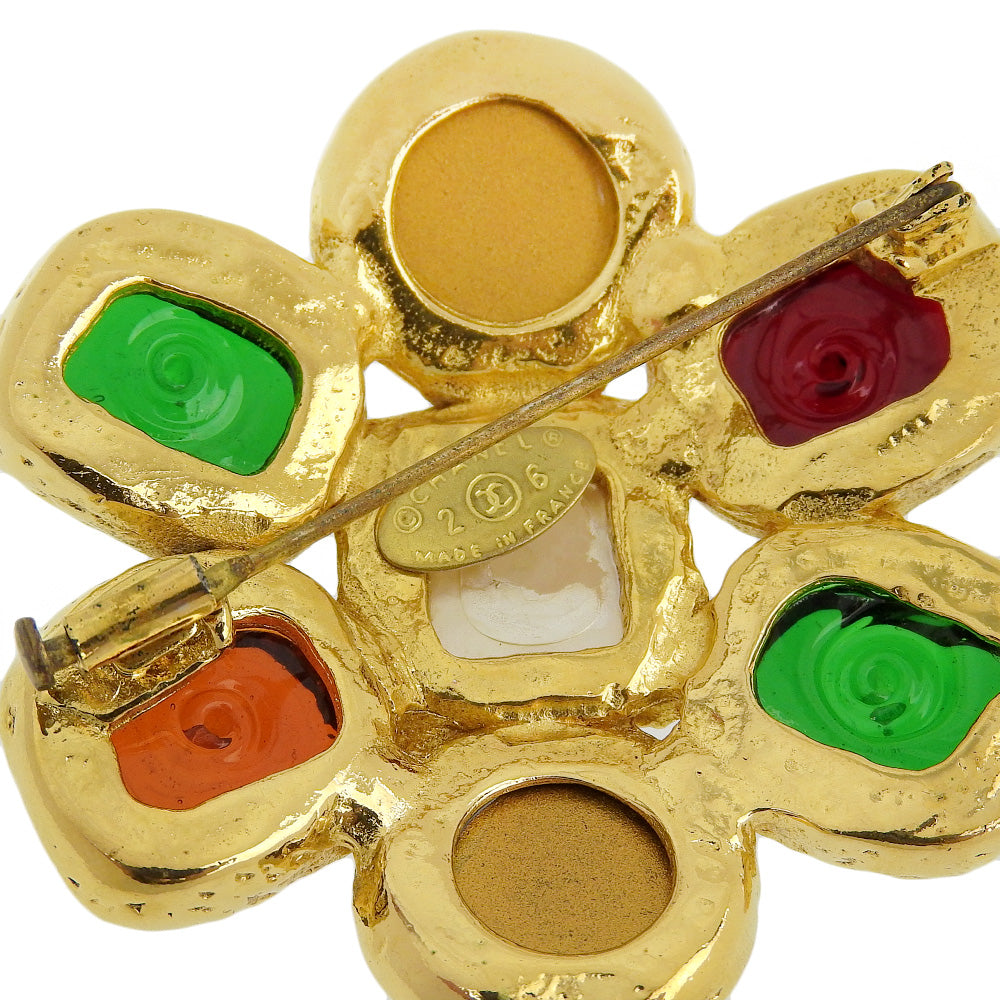 Chanel Gold Plated Gripoix Brooch