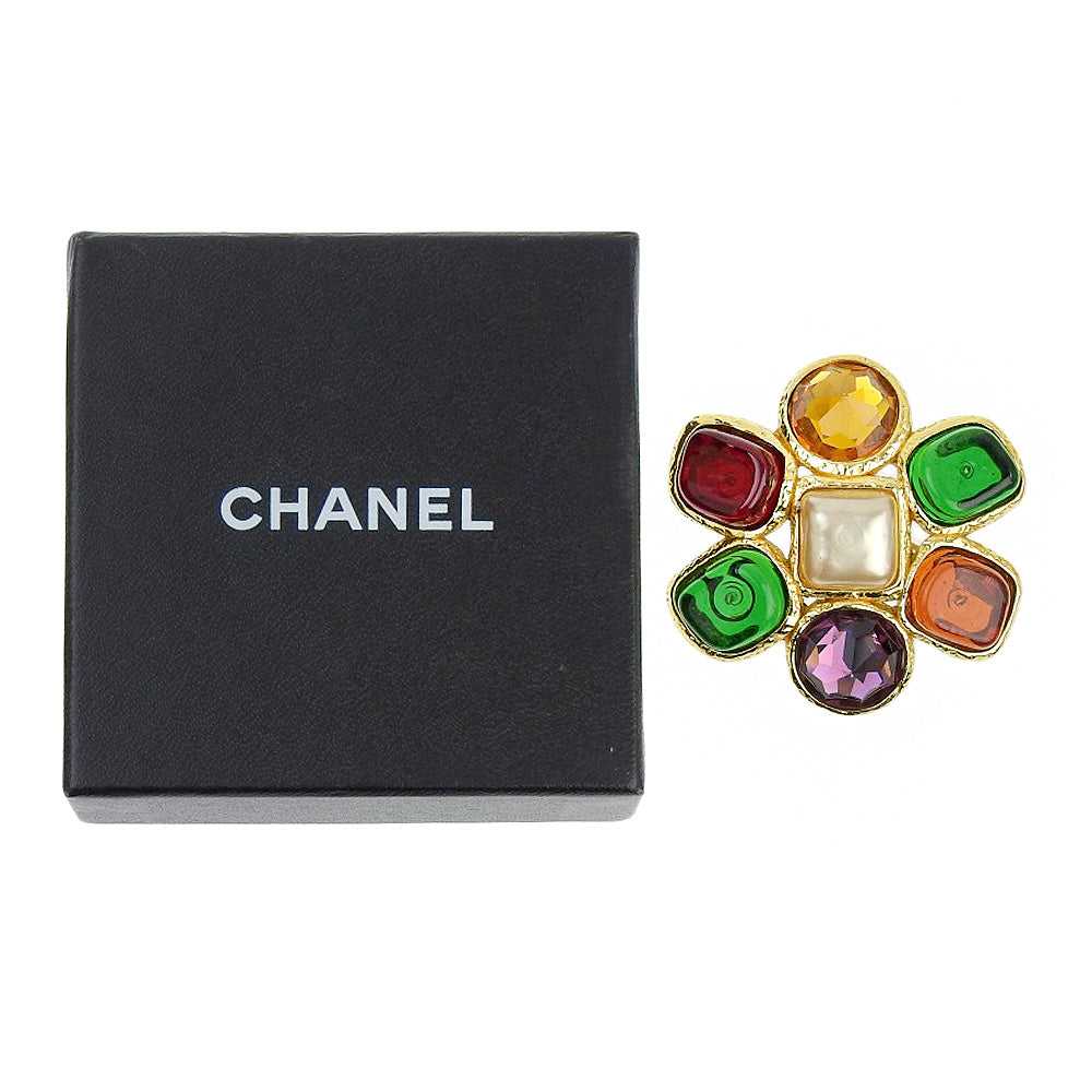 Chanel Gold Plated Gripoix Brooch