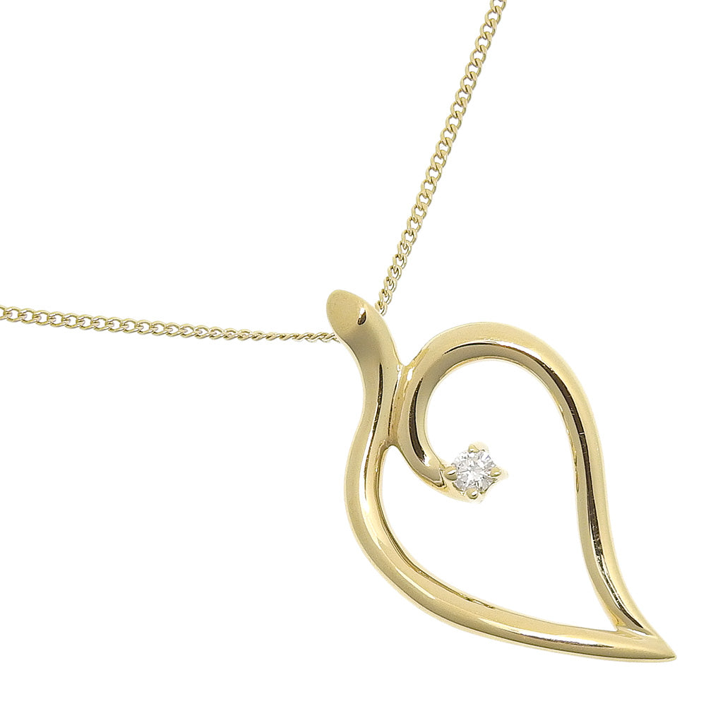 Tiffany Leaf Heart Necklace K18 Gold Diamond