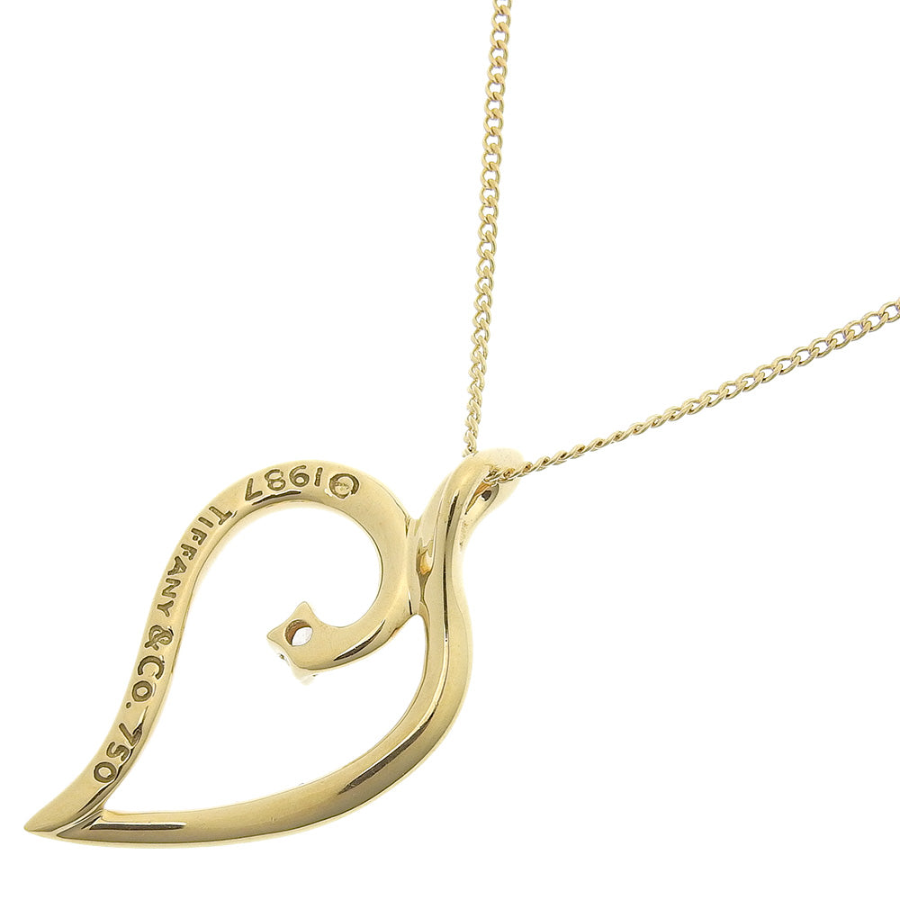 Tiffany Leaf Heart Necklace K18 Gold Diamond