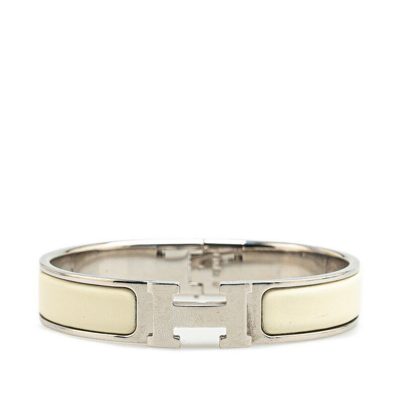 Hermes Click Clack H PM Bracelet Silver White