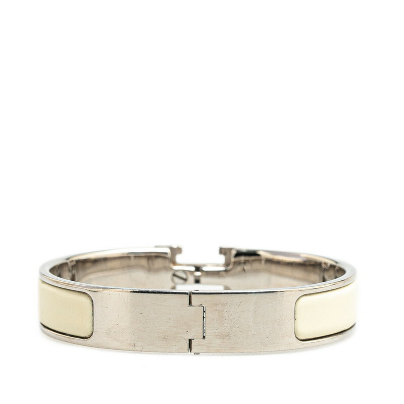 Hermes Click Clack H PM Bracelet Silver White