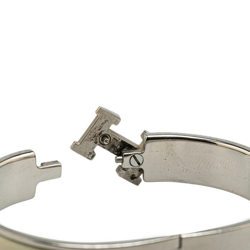 Hermes Click Clack H PM Bracelet Silver White