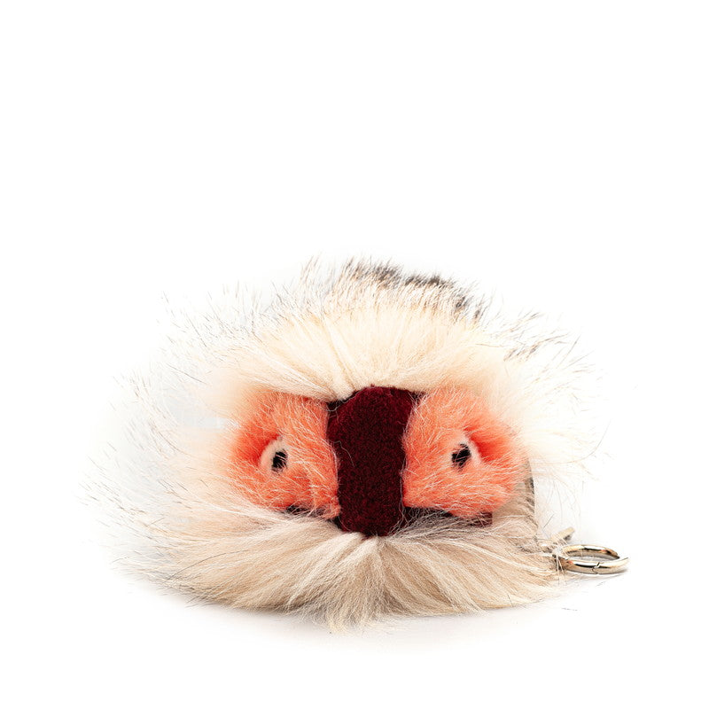 Fendi Monster Fur Keychain Charm Orange Red in Great Condition