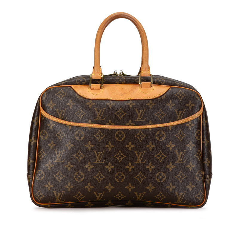 Louis Vuitton Monogram Deauville Handbag M47270 Brown PVC Leather in Very Good Condition