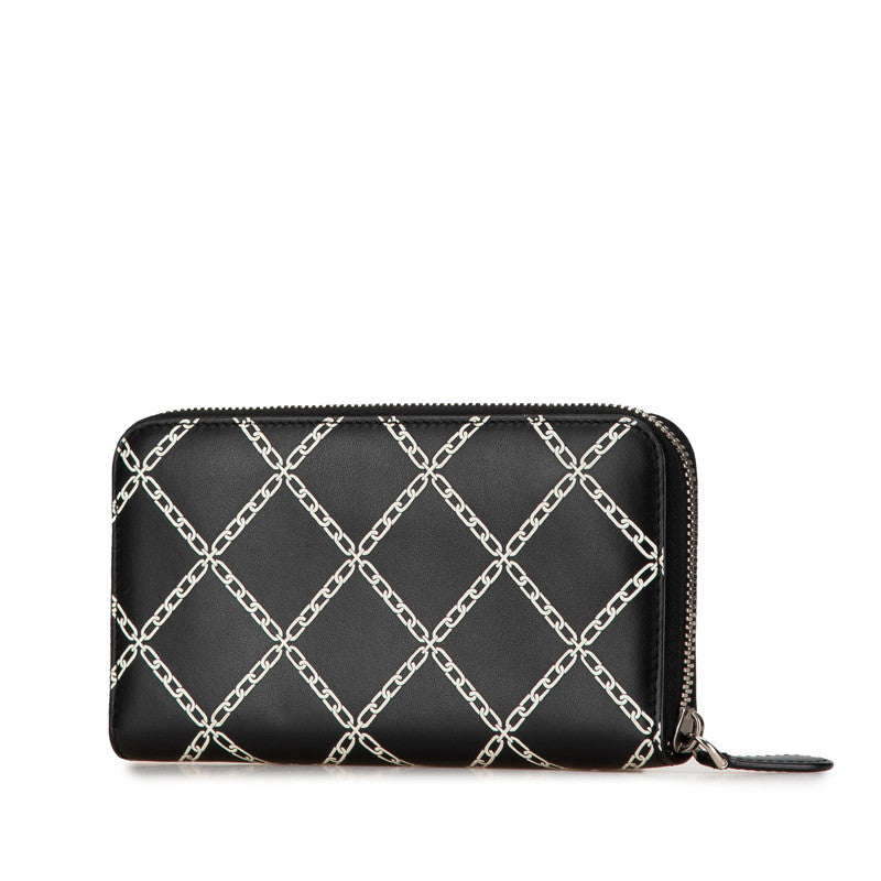 Burberry Leather Chain Motif Zip Wallet