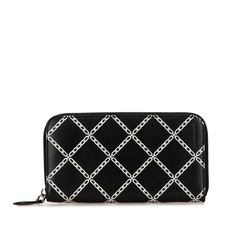 Burberry Leather Chain Motif Zip Wallet